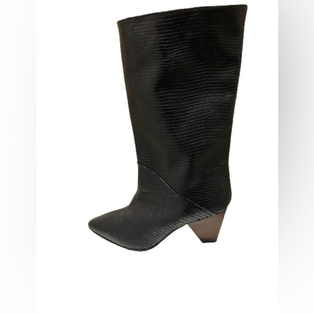 BNWT  BRENDA ZARO Black genuine leather high heel boots